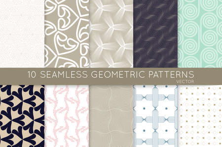 Collection of seamless patterns. Simple geometric texture. Abstract design elements in set.のイラスト素材