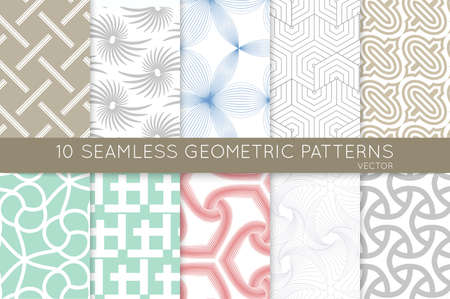 Collection of seamless patterns. Simple geometric texture. Abstract design elements in set.のイラスト素材