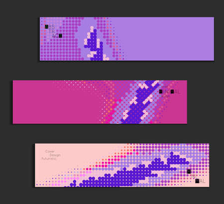 Minimal cover banner template. Geometric halftone gradient texture. Futuristic abstract modern pattern with halftone color effect creating digital art.のイラスト素材