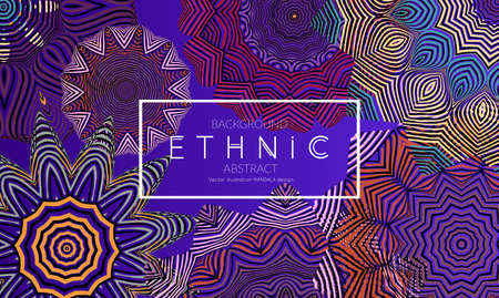 Ethnic banners template with floral Mandala ornament. Henna tattoo style. Collection of creative universal artistic vector cards.のイラスト素材