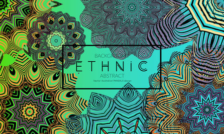 Ethnic banners template with floral Mandala ornament. Henna tattoo style. Collection of creative...