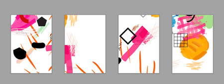 Abstract universal art web header template. Collage made with scribbles, marker, canyon strokes,...