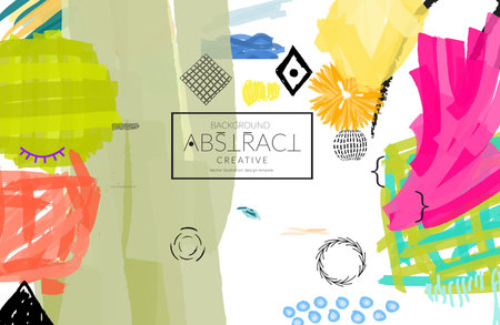 Abstract universal art web header template. Collage made with scribbles, marker, canyon strokes,...