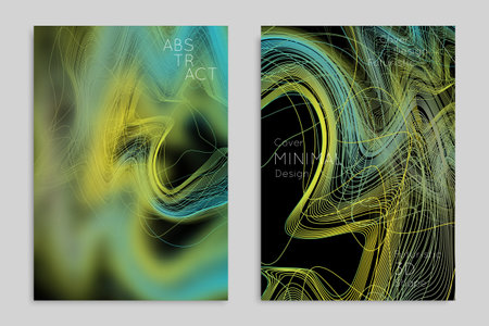 Abstract banner template with blurred geometric shapes. Poster with gradient neon colored  lines...
