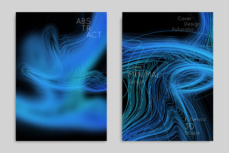 Abstract banner template with blurred geometric shapes. Poster with gradient neon colored  lines...