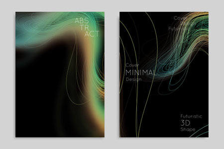 Abstract banner template with blurred geometric shapes. Poster with gradient neon colored  lines...