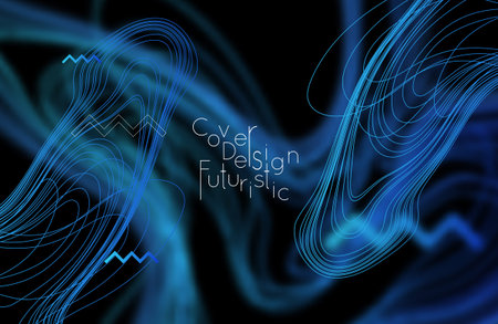 Abstract banner template with blurred curvy lines and geometric shapes. Poster with gradient neon...
