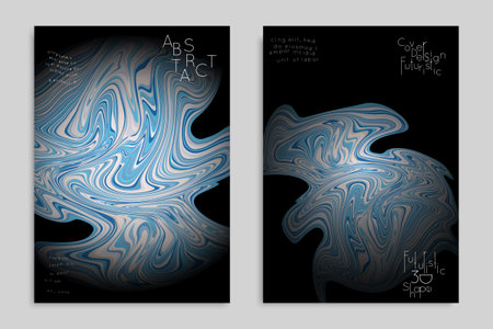 Blue and black banner templates with marble striped texture.