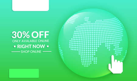 Abstract geometric background with globe. Modern template for social media banner. Contemporary material design with realistic shadow over flat gradient background.のイラスト素材