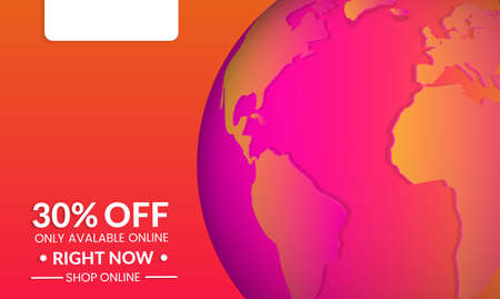 Abstract geometric online shopping template with globe vector illustrationのイラスト素材