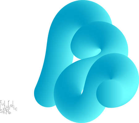 Abstract 3D fluid shape isolated on white background. Colorful gradient twisted element for web banner or flyer. Multicolored blend with swirls  waves and twists.のイラスト素材