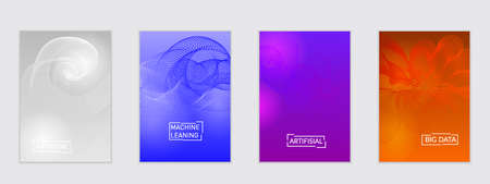 Abstract flyer templates with curvy lines on bright gradient. Wavy  blended simple background. Minimal modern design for marketing technologyのイラスト素材