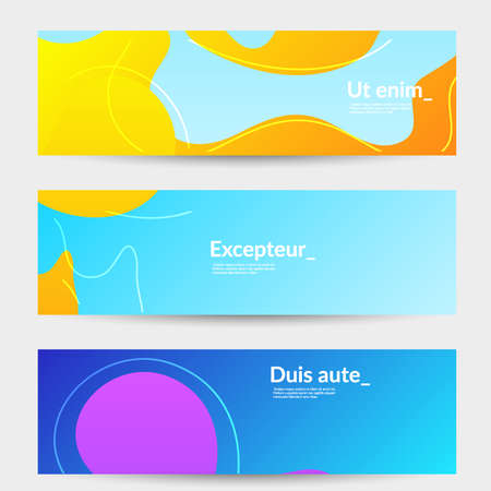 Abstract banner templates with wavy gradient shapes and curvy lines. Wavy  background.のイラスト素材