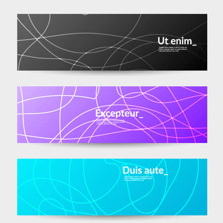 Abstract banner templates with curvy lines on bright gradient. Wavy  background.のイラスト素材