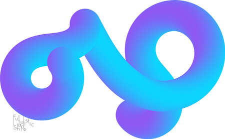 Abstract 3D fluid shape isolated on white background. Colorful gradient twisted element for web banner or flyer. Multicolored blend with swirls  waves and twists.のイラスト素材