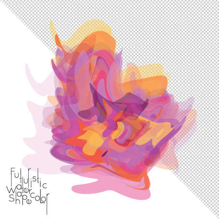 Abstract watercolor shape isolated on white background with transparent grid. Delicate colorful transparent overlaps create paint blot.のイラスト素材