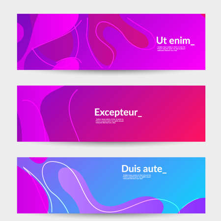 Abstract banner templates with wavy gradient shapes and curvy lines. Wavy  background.のイラスト素材