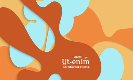 Abstract web templates with wavy cut out of paper layered shapes with realistic shadow. Social media web banner. Bright colored isolated. Overlapping paper cut shapes on gradient background.のイラスト素材