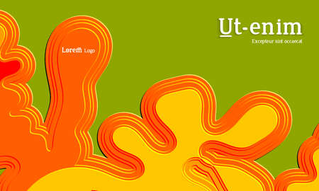 Abstract web templates with wavy embossed gradient shapes on gradient background. Social media web banner or landing page. Abstract paper cut 3d layered topographic background.のイラスト素材