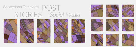 Abstract background set for social media post stories. Vector digital art backdrop. Wavy lines and...