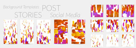 Social media story templates. Bright colored with hand drawn scribbles Easter holiday textures. Seasonal sale banner. Birthday party or anniversary invitation. Spring holiday art background set.のイラスト素材