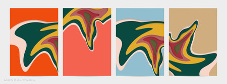 Abstract 3D paper cut art. Colorful background  with wavy layered paper craft. Artistic vector cut...