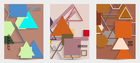 Abstract retro colored mid century background. Modern material design with overlapping geometric...