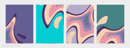 Abstract 3D paper cut art. Colorful background  with wavy layered paper craft. Artistic vector cut out shapes with realistic shadow. Bright carving texture. Topography relief imitation.のイラスト素材