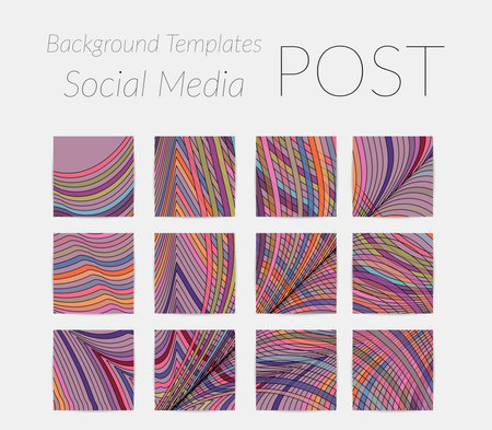 Abstract background set for social media post stories. Vector digital art backdrop. Wavy lines and...
