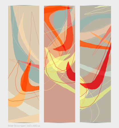 Set of vector abstract creative backgrounds in minimal trendy style. Modern templates for social media post stories. Fun doodle pattern.  Art landscape with abstract geometric shapes and colors.のイラスト素材