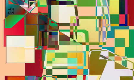 Abstract vector wallpaper. Large vibrant colored overlapping squares. Retro TV test glitch effect...