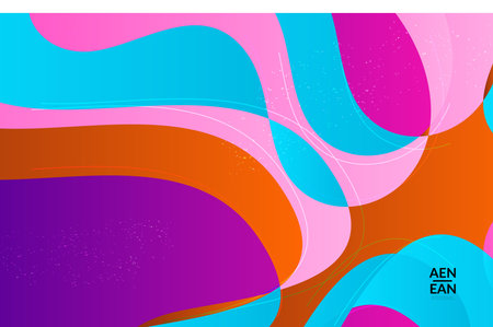 Abstract vector wallpaper cover template with bright gradient wavy organic overlapping shapes grunge...