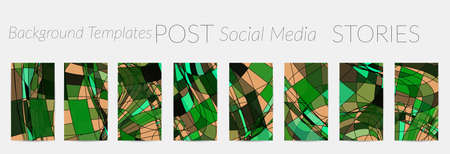 Abstract vector social media backdrop border with multicolored wire frame  geometric shapes. Futuristic design. 3D science model digital technology concept. Retro colored art.のイラスト素材