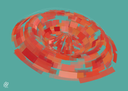 Polygonal geometric abstract vector object. Computer modeling for math or chemistry. Transparent colored parts surface structure overlapping under wire frame shape. Isolated futuristic symbol.のイラスト素材