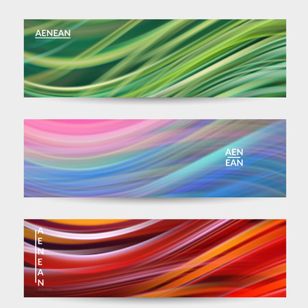 Abstract light effect wave banner. Laser beams motion speed of sound in the space. Technology computer science data communication background. Fluid blurred futuristic shimmering rays.のイラスト素材