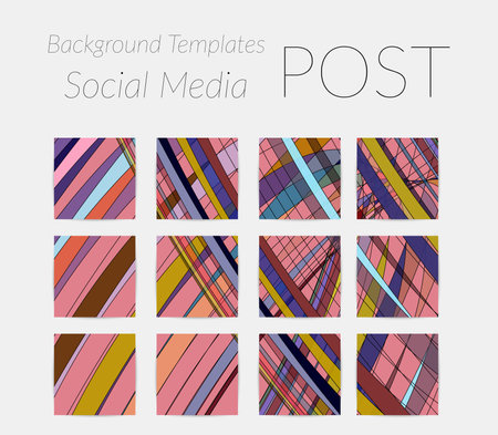 Abstract background set for social media post stories. Vector digital art backdrop. Wavy lines and grid texture. Optical art  pattern. Minimal modern design for marketing technology.のイラスト素材