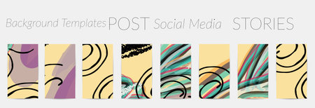 Social media story templates. Bright colored with hand drawn scribbles Easter holiday textures....