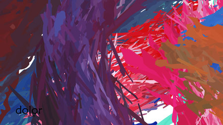 Abstract vector illustration with colorful feather layered shapes. Bright multicolored dimensional background. Brush stroke watercolor digital paint imitation. Rainbow scribble advertising template.のイラスト素材