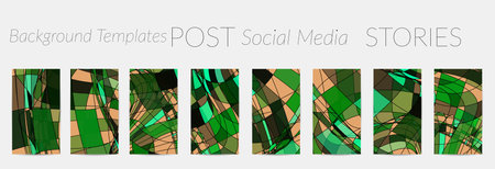 Abstract vector social media backdrop border with multicolored wire frame  geometric shapes. Futuristic design. 3D science model digital technology concept. Retro colored art.のイラスト素材