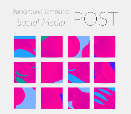 Abstract vector Instagram background set with bright gradient wavy organic overlapping shapes grunge textured. Natural wavy lines and white snow texture. Holiday sale advertisement  marketing.のイラスト素材