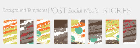 Social media story templates. Bright colored with hand drawn scribbles Easter holiday textures. Seasonal sale banner. Birthday party or anniversary invitation. Spring holiday art background set.のイラスト素材