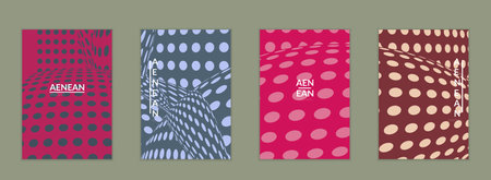 Abstract wire frame with visual distortion effect. Optical art. Warped 3D space. Futuristic vector illustration with grid on flat colored background. Minimal modern design for marketing technology.のイラスト素材