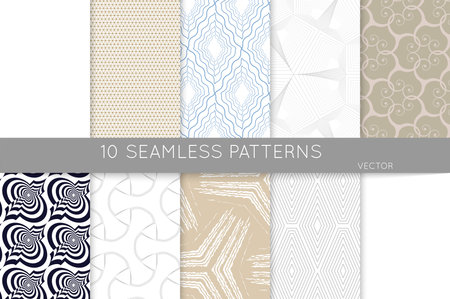 Simple geometric texture. Collection of seamless geometric minimalistic patterns. Backgrounds and wallpapers. Textile ornament. Properly grouped and layered drag and drop to the swatch pallet.のイラスト素材