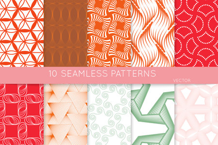 Simple geometric texture. Collection of seamless geometric minimalistic patterns. Backgrounds and wallpapers. Textile ornament. Properly grouped and layered drag and drop to the swatch pallet.のイラスト素材