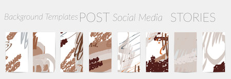 Social media story templates. Bright colored with hand drawn scribbles Easter holiday textures. Seasonal sale banner. Birthday party or anniversary invitation. Spring holiday art background set.のイラスト素材