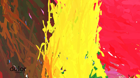 Abstract vector illustration with colorful feather layered shapes. Bright multicolored dimensional background. Brush stroke watercolor digital paint imitation. Rainbow scribble advertising template.のイラスト素材