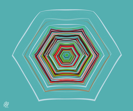 Polygonal geometric abstract vector object. Computer modeling for math or chemistry. Transparent colored parts surface structure overlapping under wire frame shape. Isolated futuristic symbol.のイラスト素材