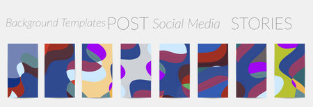 Social media booster background set. Art terrazzo pattern with wavy shapes and lines in earthy natural color for bauty  seasonal sale story post.  advertising marketing technologies.のイラスト素材