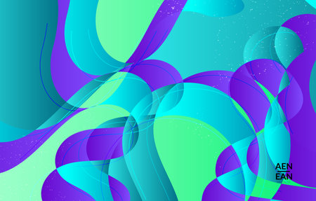 Abstract vector wallpaper cover template with bright gradient wavy organic overlapping shapes grunge textured. Fluid wavy lines art. Template for seasonal sale advertising  marketing technology.のイラスト素材