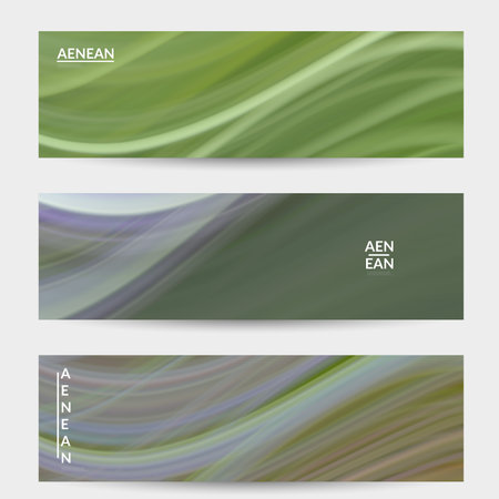 Abstract bright wavy banner. Colorful fluid waves of blurred motion light effect. Futuristic technology computer data communication concept. Neon ray shimmering texture.のイラスト素材